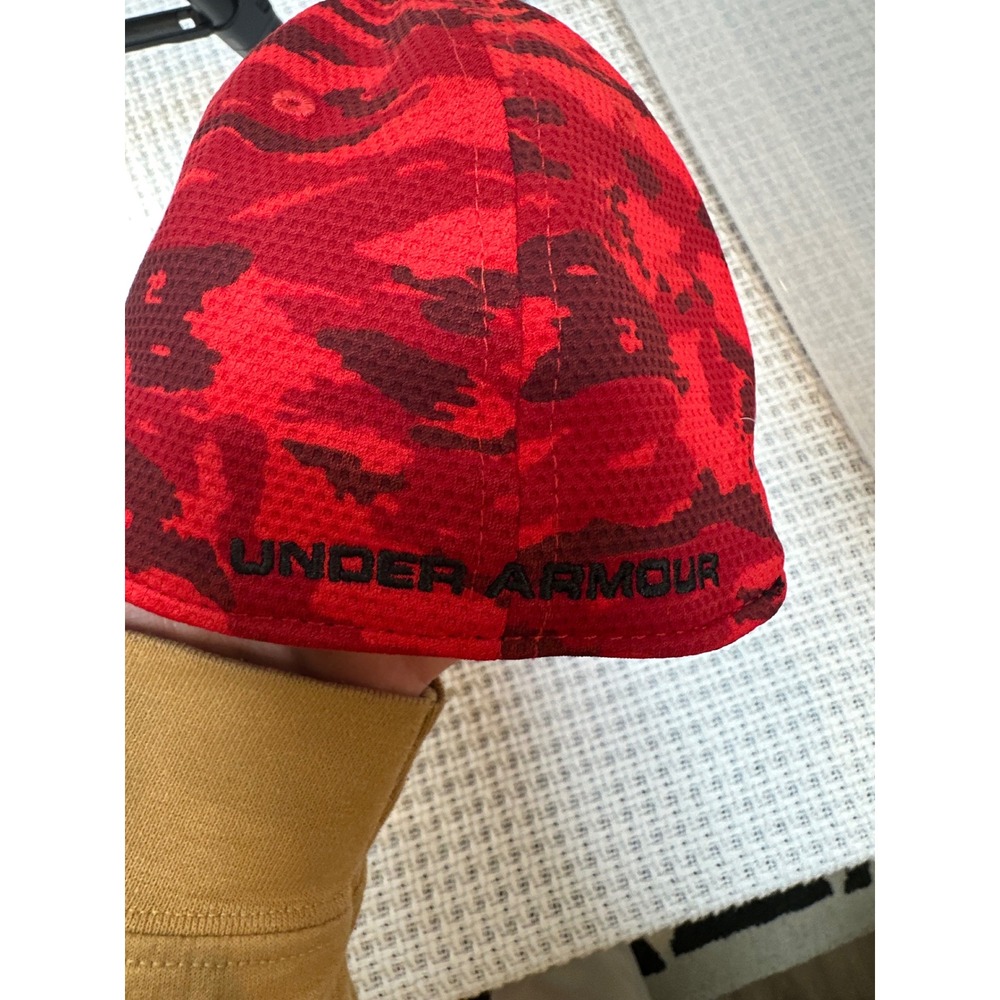Under Armour Hat Kids MD/LG Red Camo Stretch Fit‎ 1273197 Baseball Cap Sporty - Picture 8 of 12